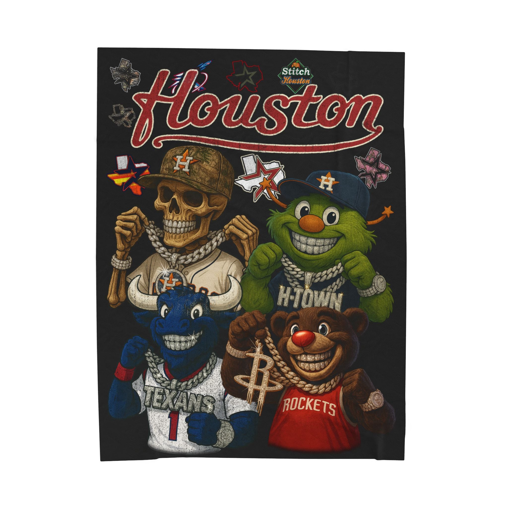 STITCH H-TOWN BLANKET (BLACK 60" X 80") LARGE