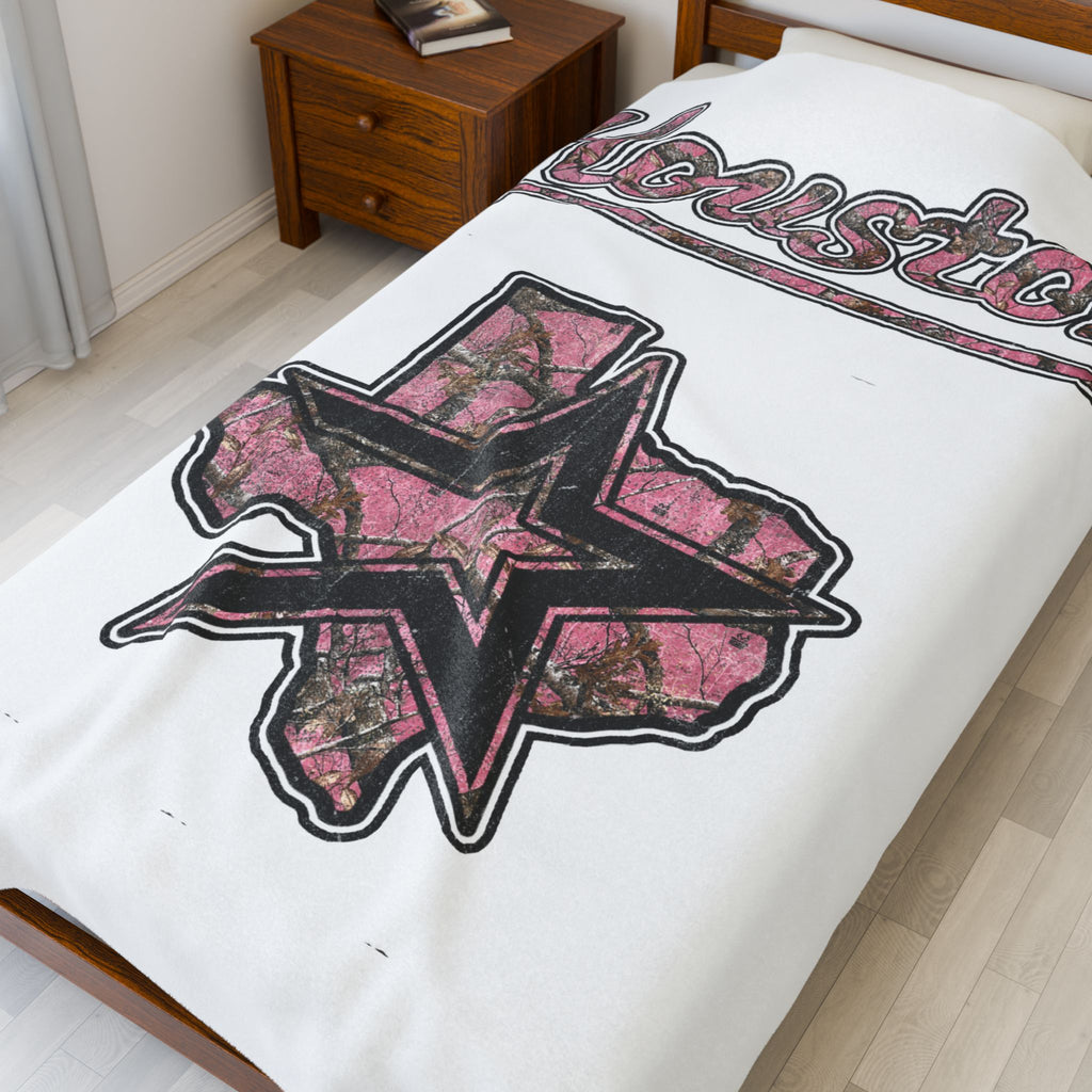 STITCH PINK CAMO BLANKET (WHITE 60" X 80") LARGE