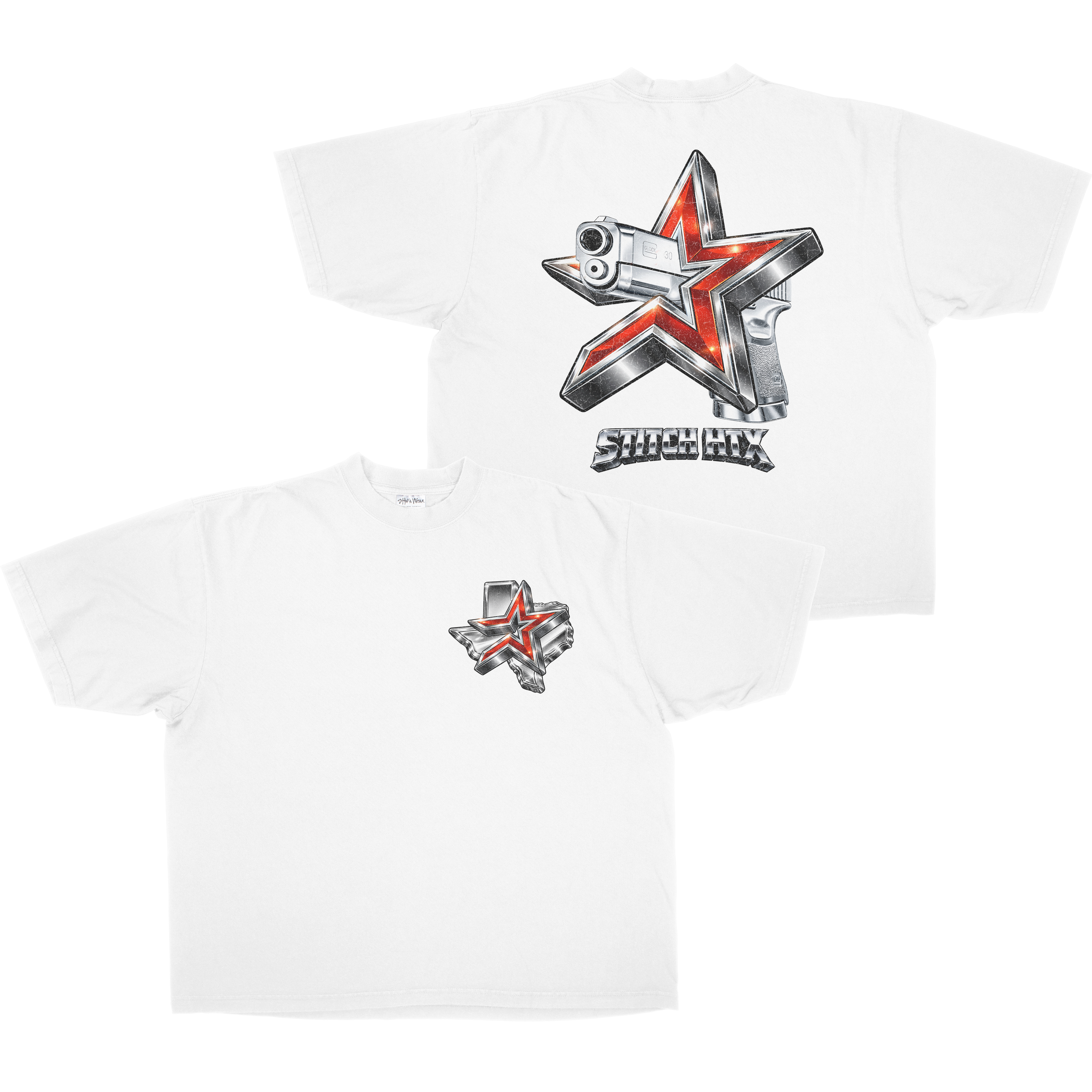 RED N' CHROME STROS GLOCK HEAVYWEIGHT SHAKAWEAR TEE