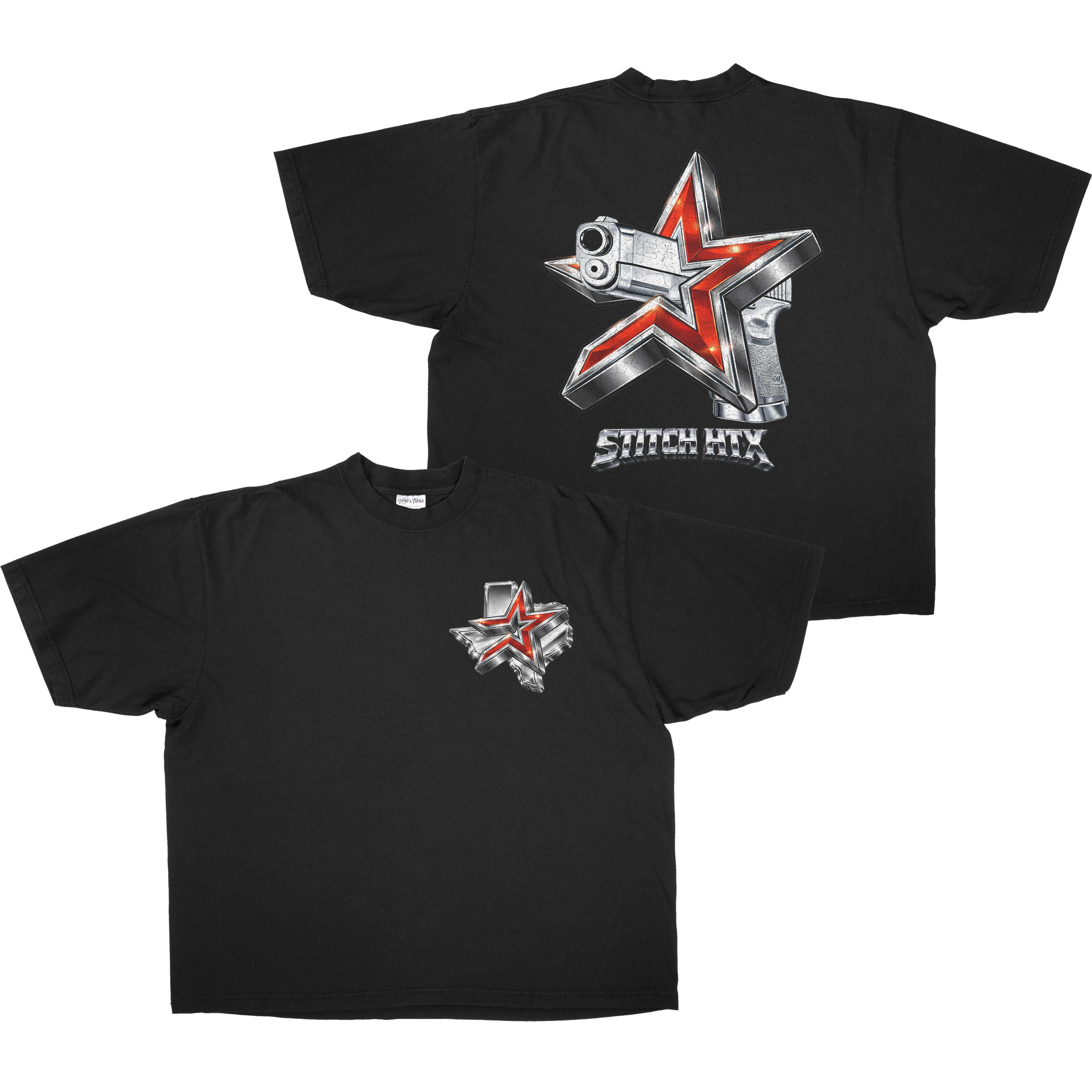 RED N' CHROME STROS GLOCK HEAVYWEIGHT SHAKAWEAR TEE