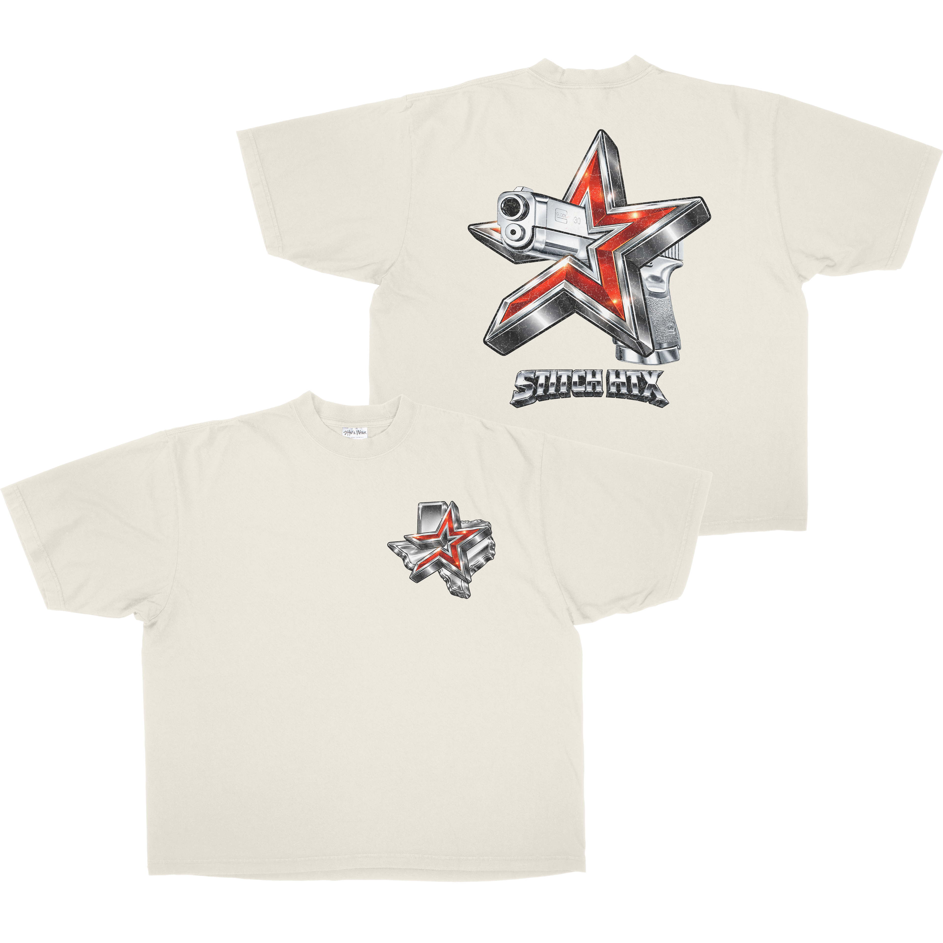 RED N' CHROME STROS GLOCK HEAVYWEIGHT SHAKAWEAR TEE