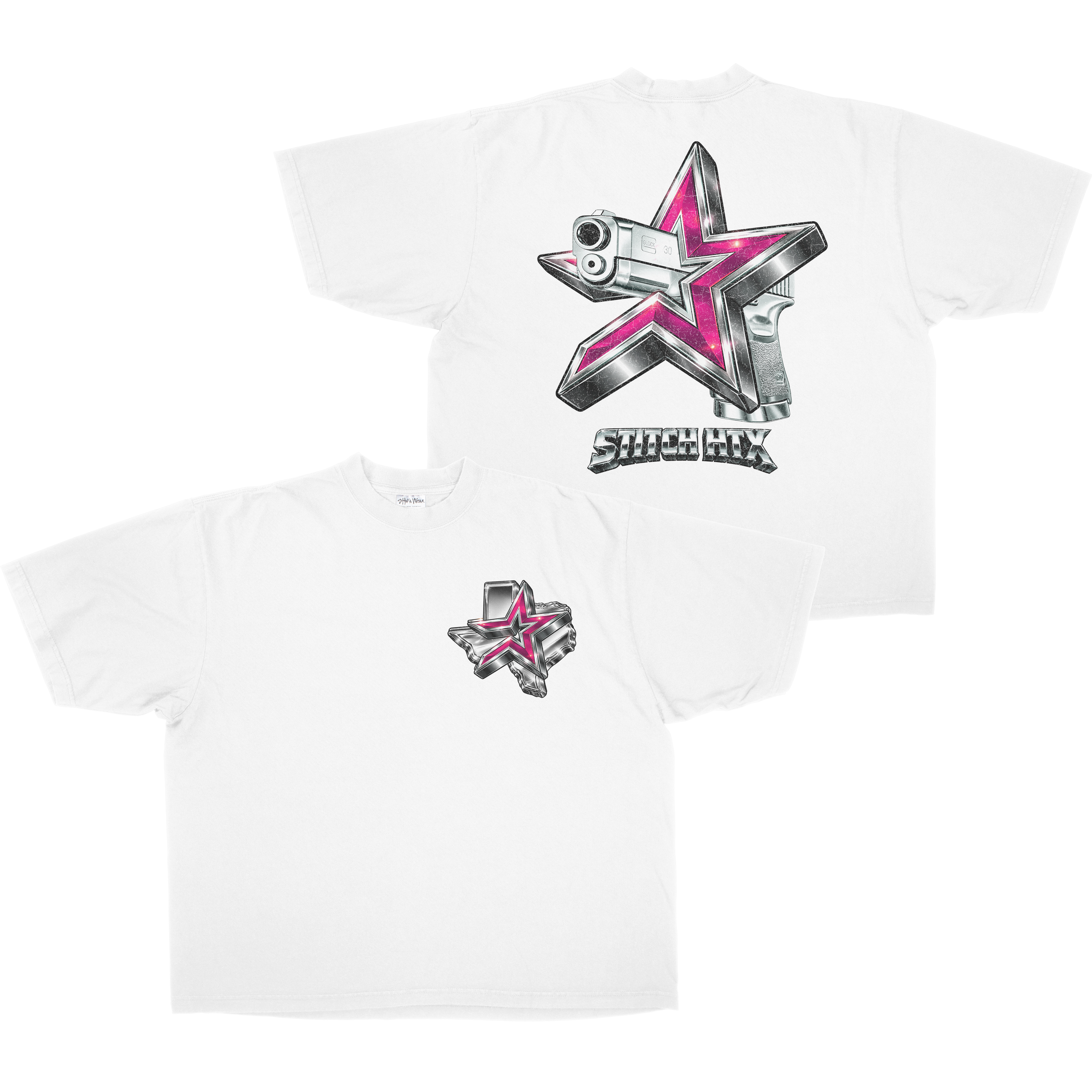 PINK N' CHROME STROS GLOCK HEAVYWEIGHT SHAKAWEAR TEE