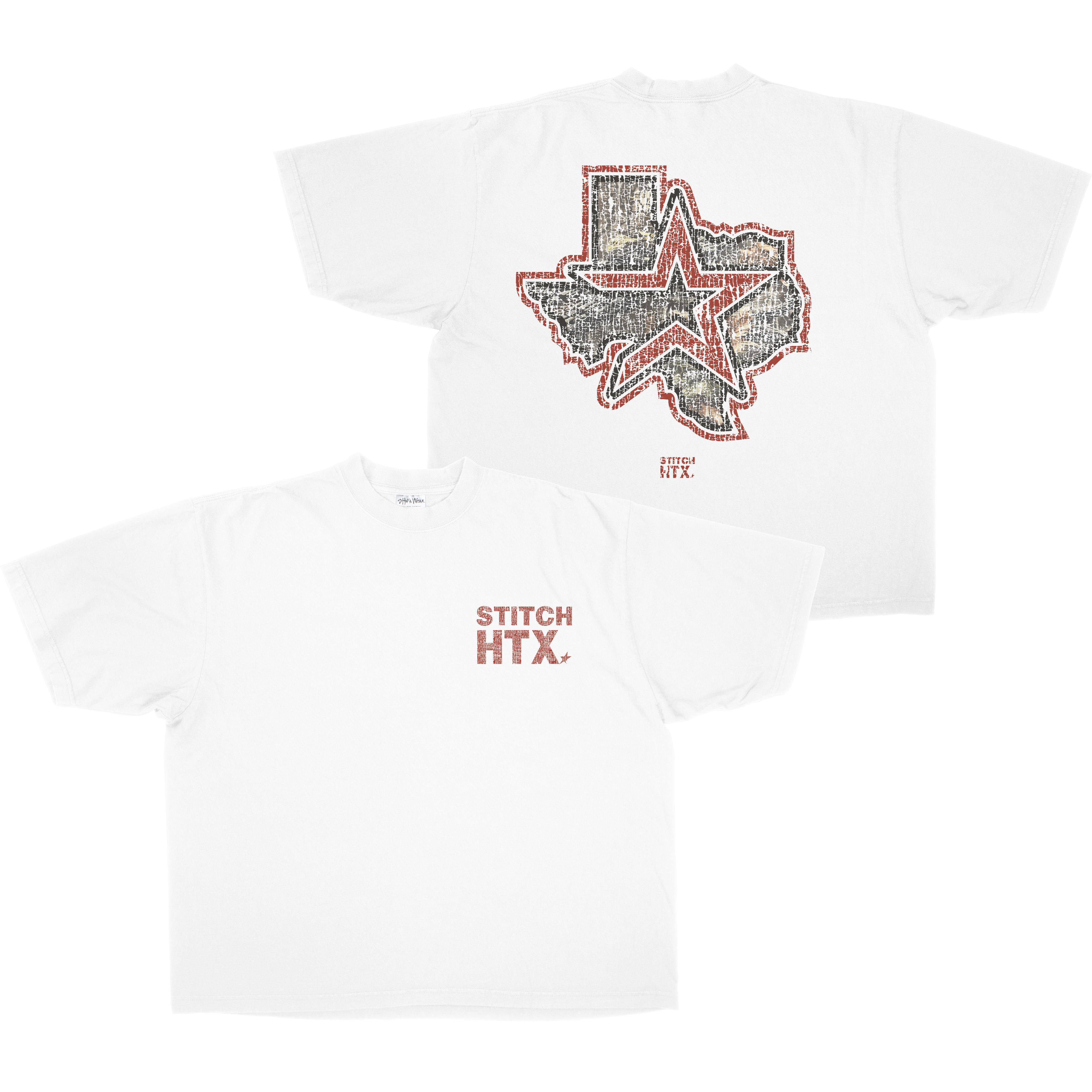 RED N CAMO STITCH LOGO HEAVYWEIGHT SHAKAWEAR TEE