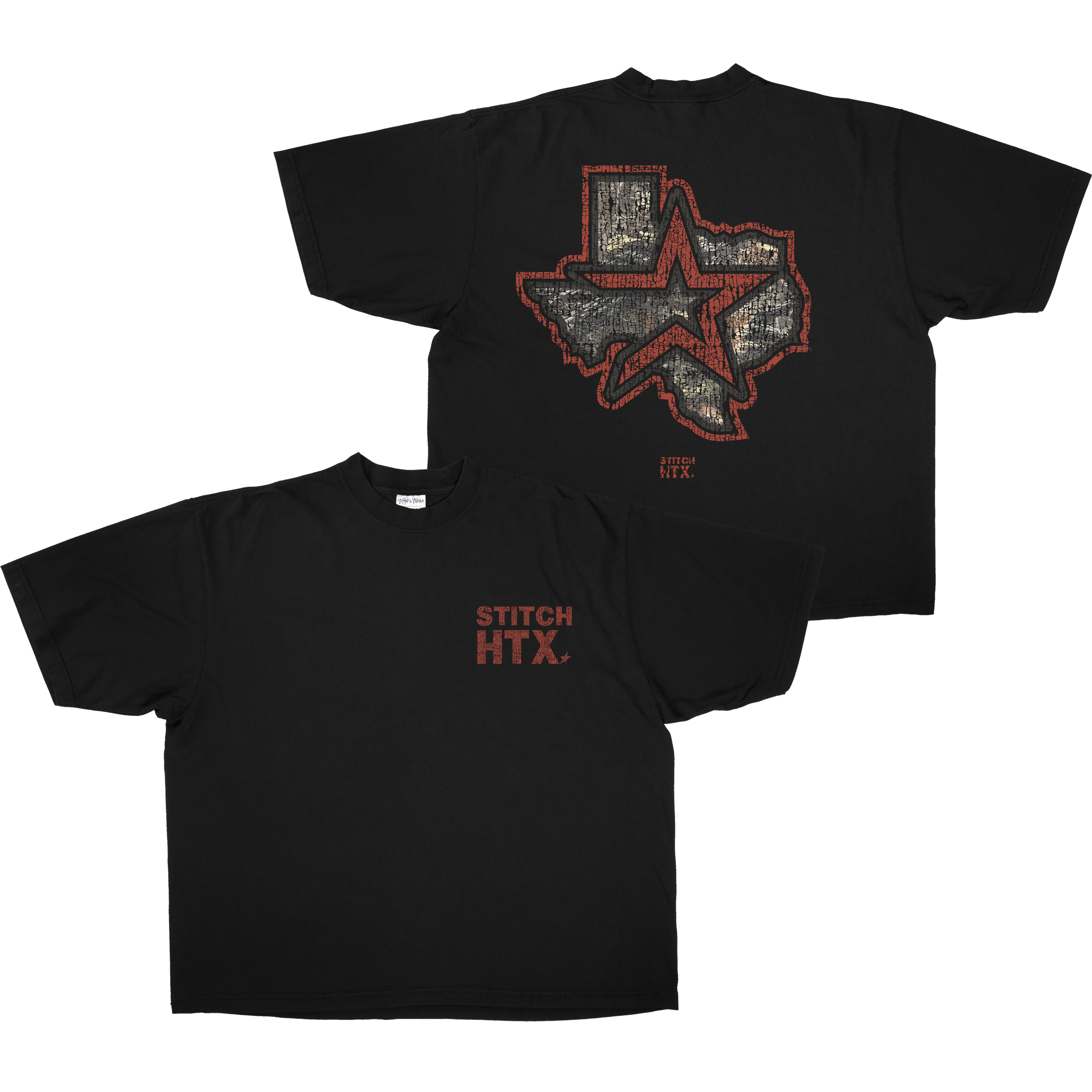 RED N CAMO STITCH LOGO HEAVYWEIGHT SHAKAWEAR TEE