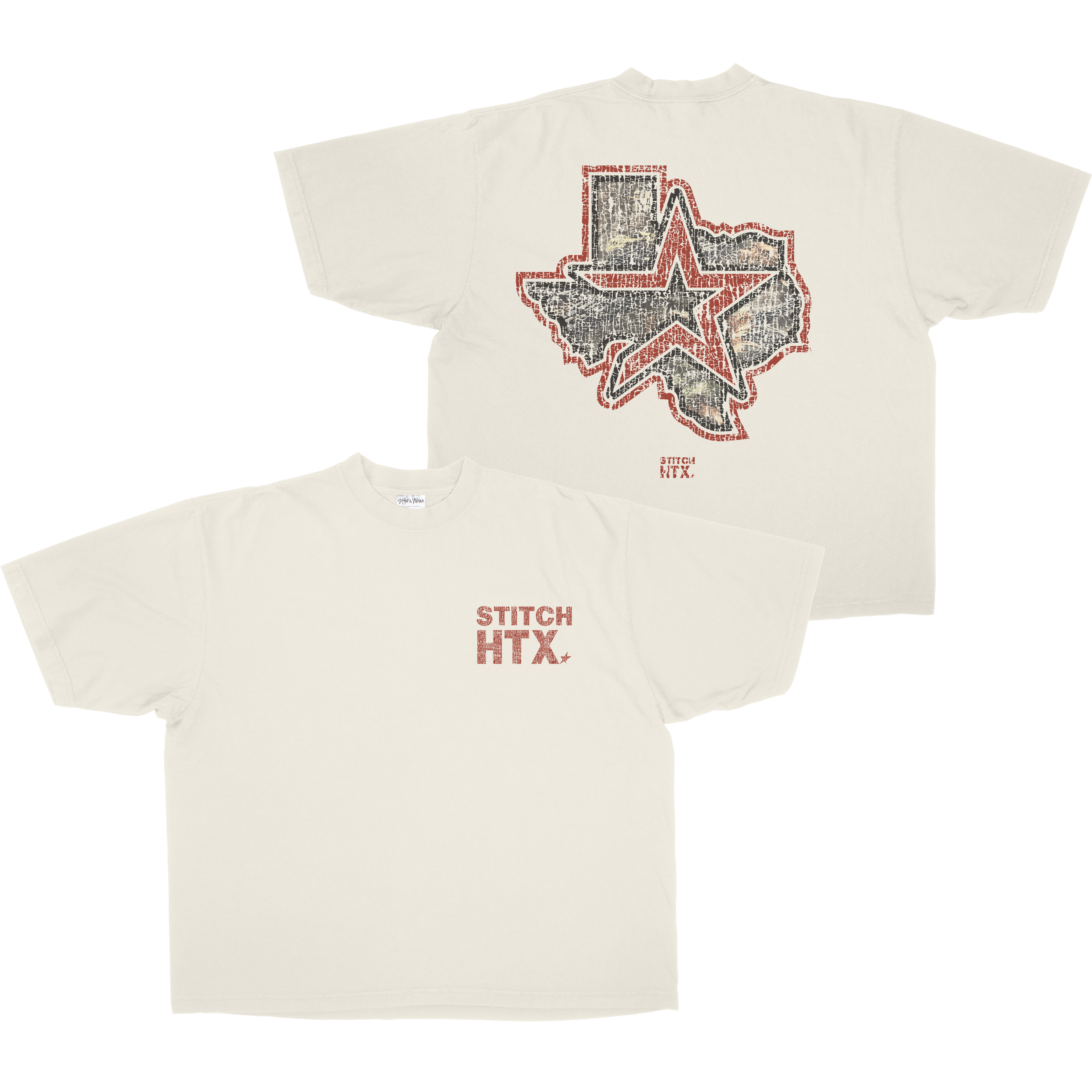 RED N CAMO STITCH LOGO HEAVYWEIGHT SHAKAWEAR TEE