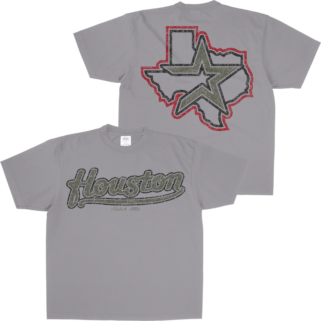 MEDIUM OLIVE HOUSTON SHAKAWEAR TEE