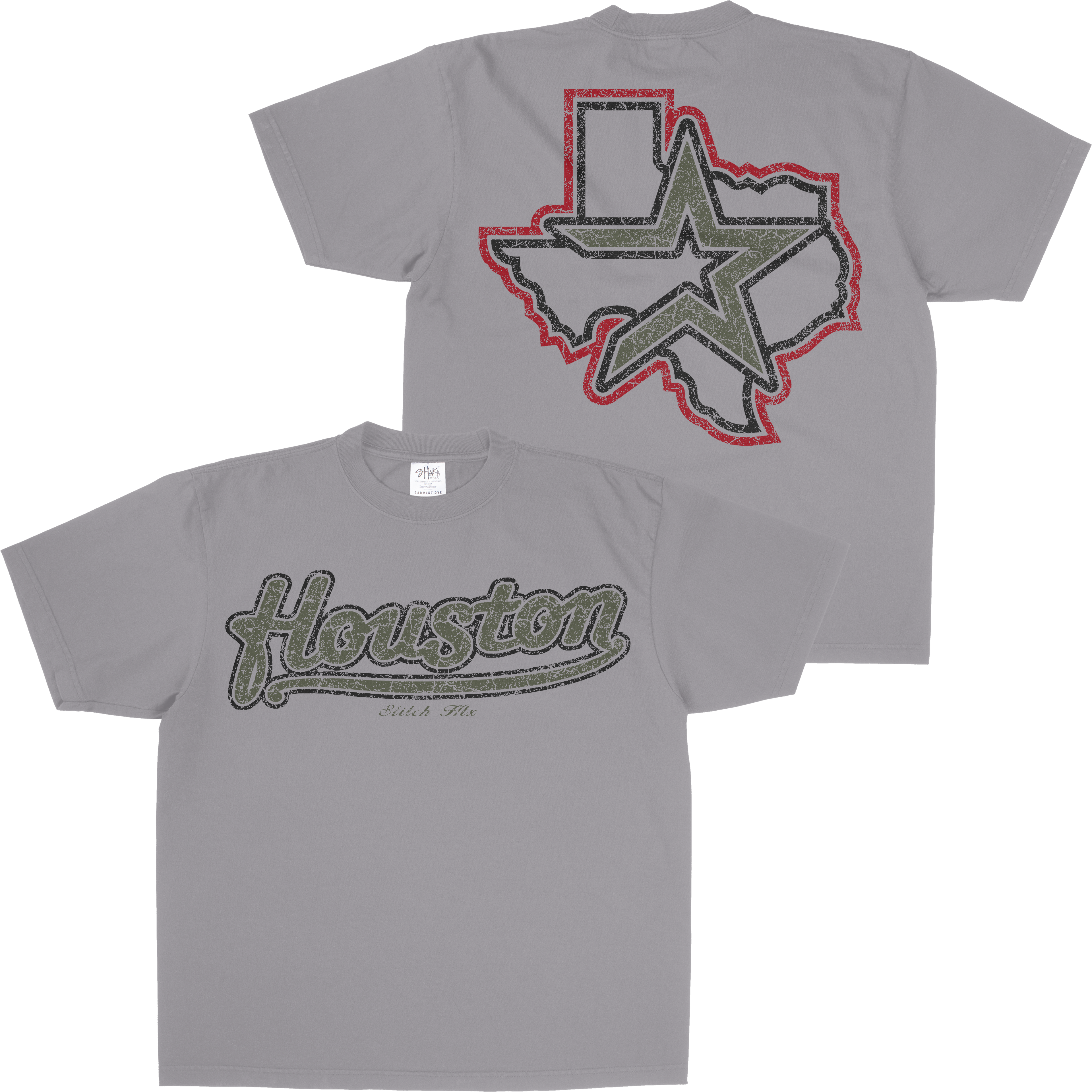 MEDIUM OLIVE HOUSTON SHAKAWEAR TEE