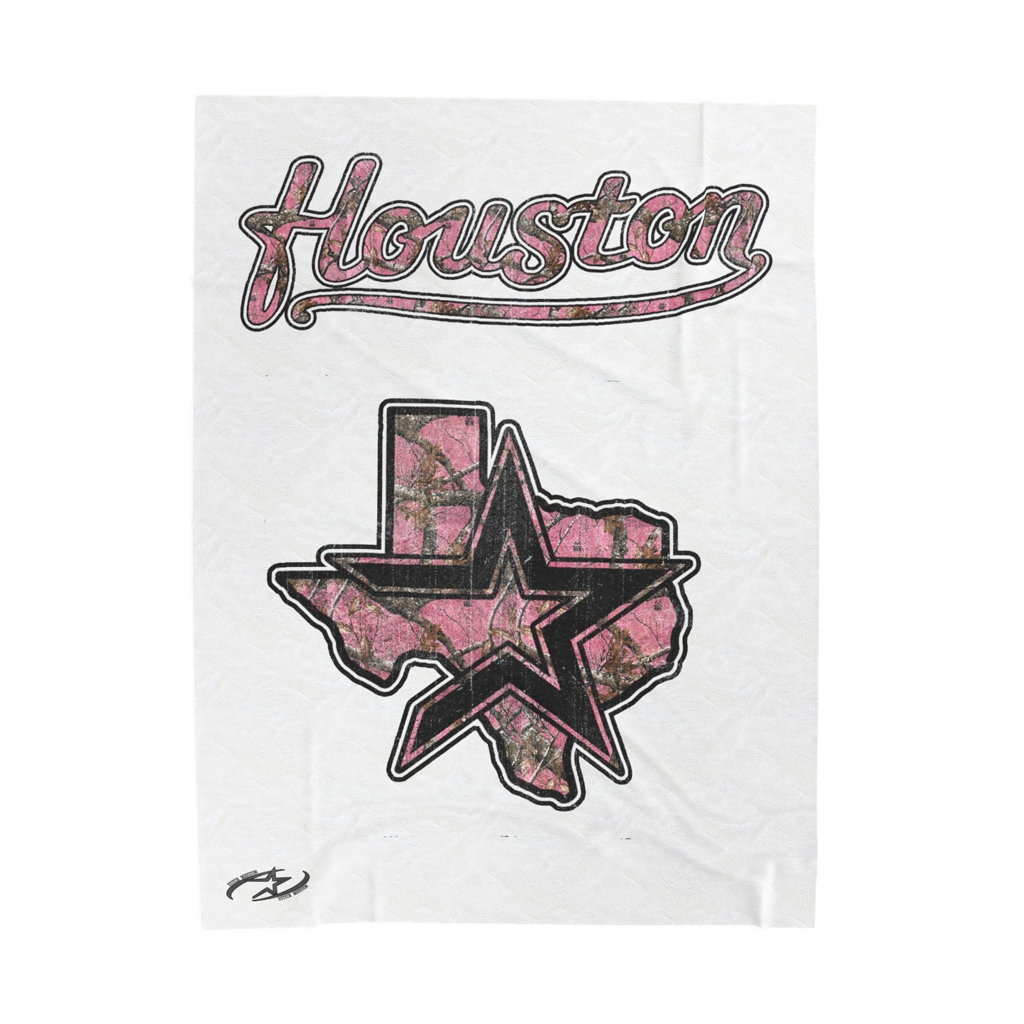 STITCH PINK CAMO BLANKET (WHITE 60" X 80") LARGE