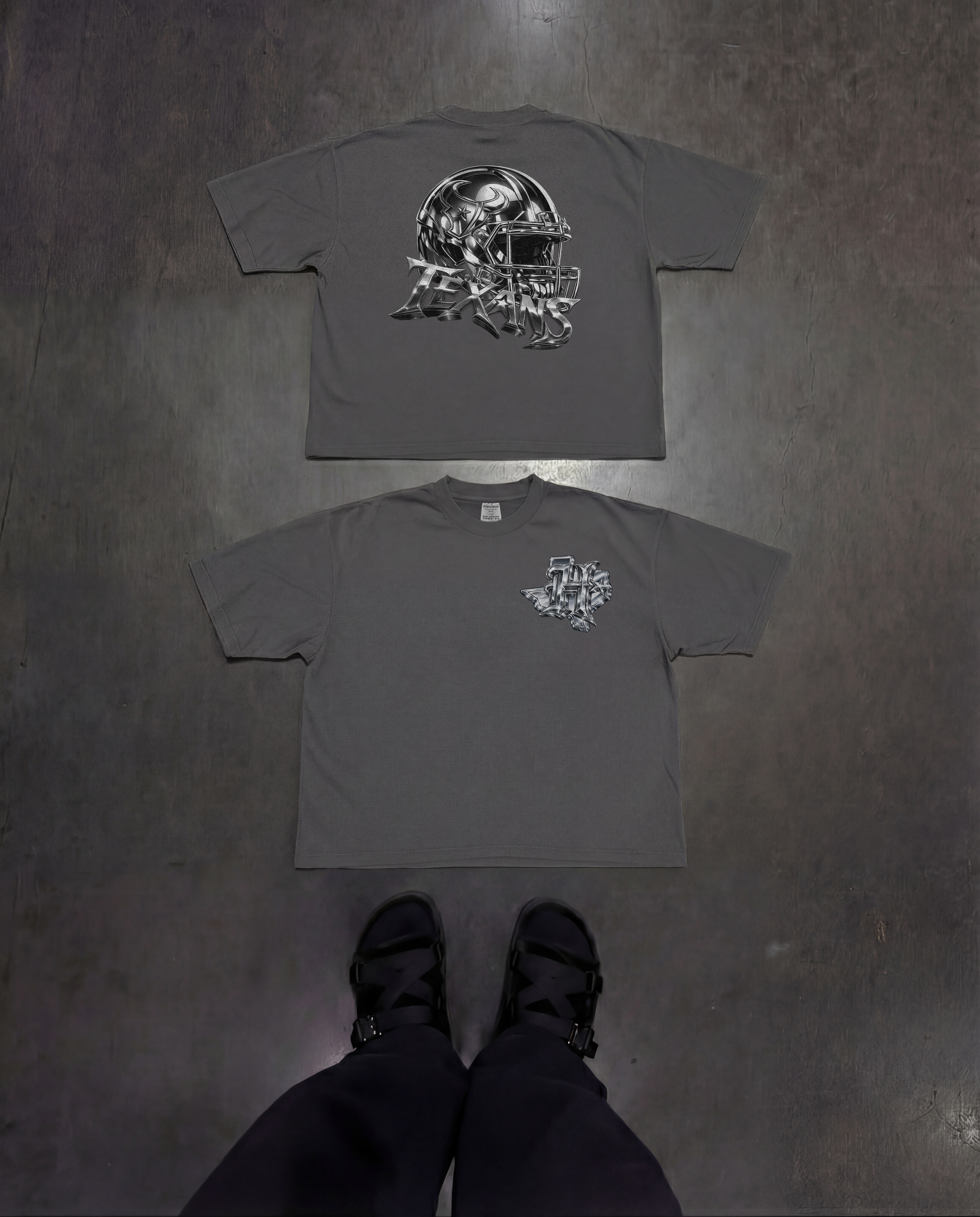 CHROME TEXANS HELMENT HEAVYWEIGHT SHAKAWEAR TEE