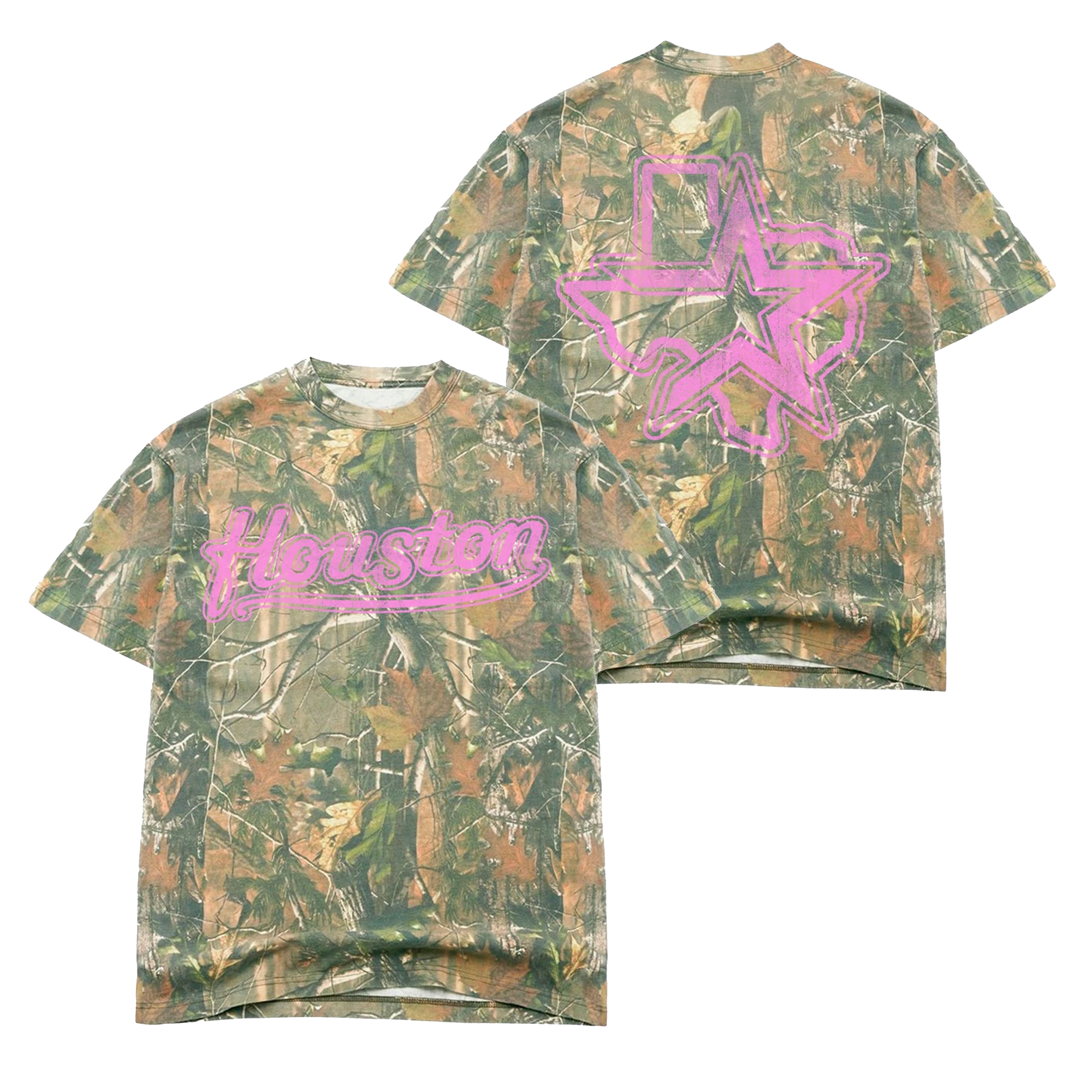 PINK "RETRO STROS" OVERSIZED TREE CAMO TEE