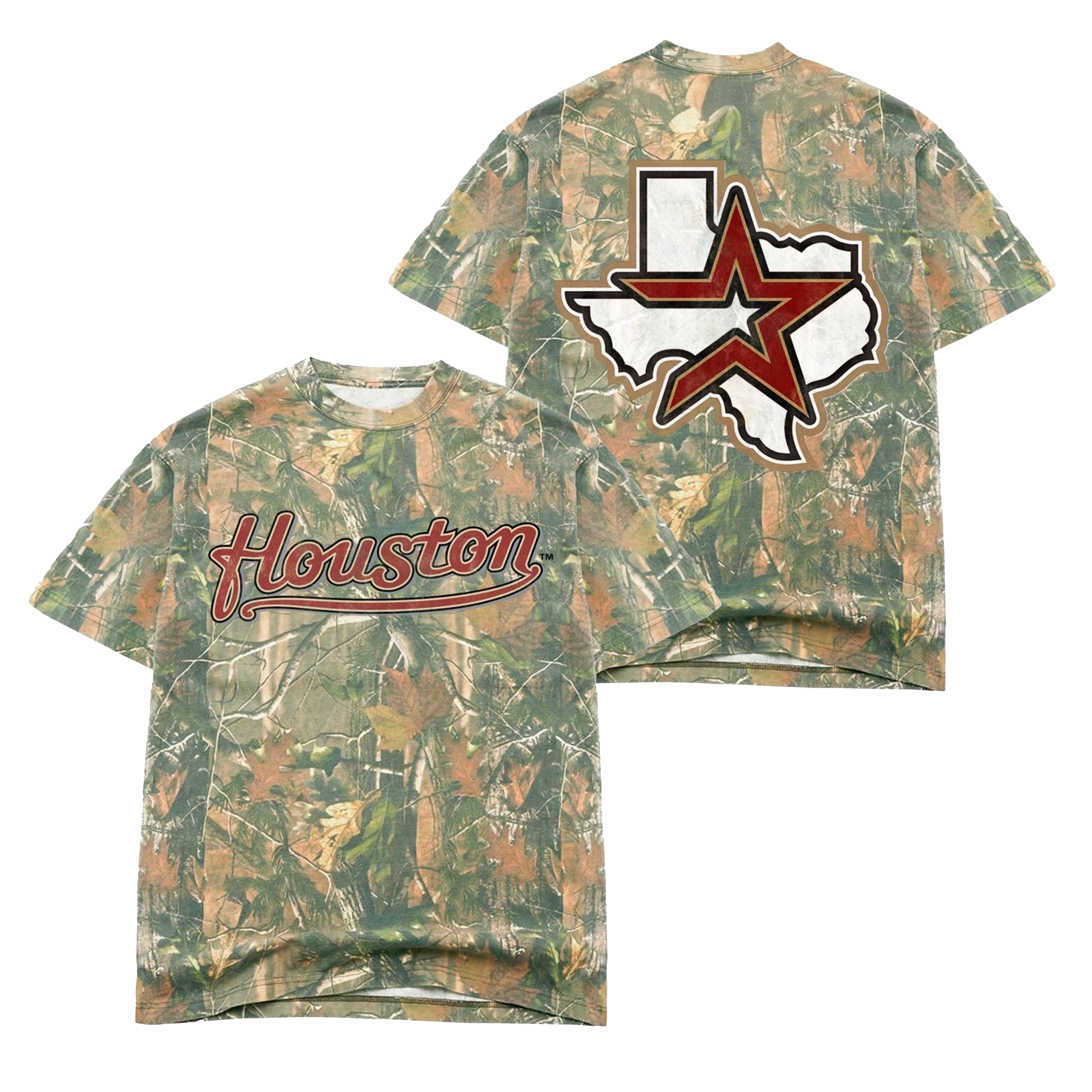 RED "RETRO STROS" OVERSIZED TREE CAMO TEE