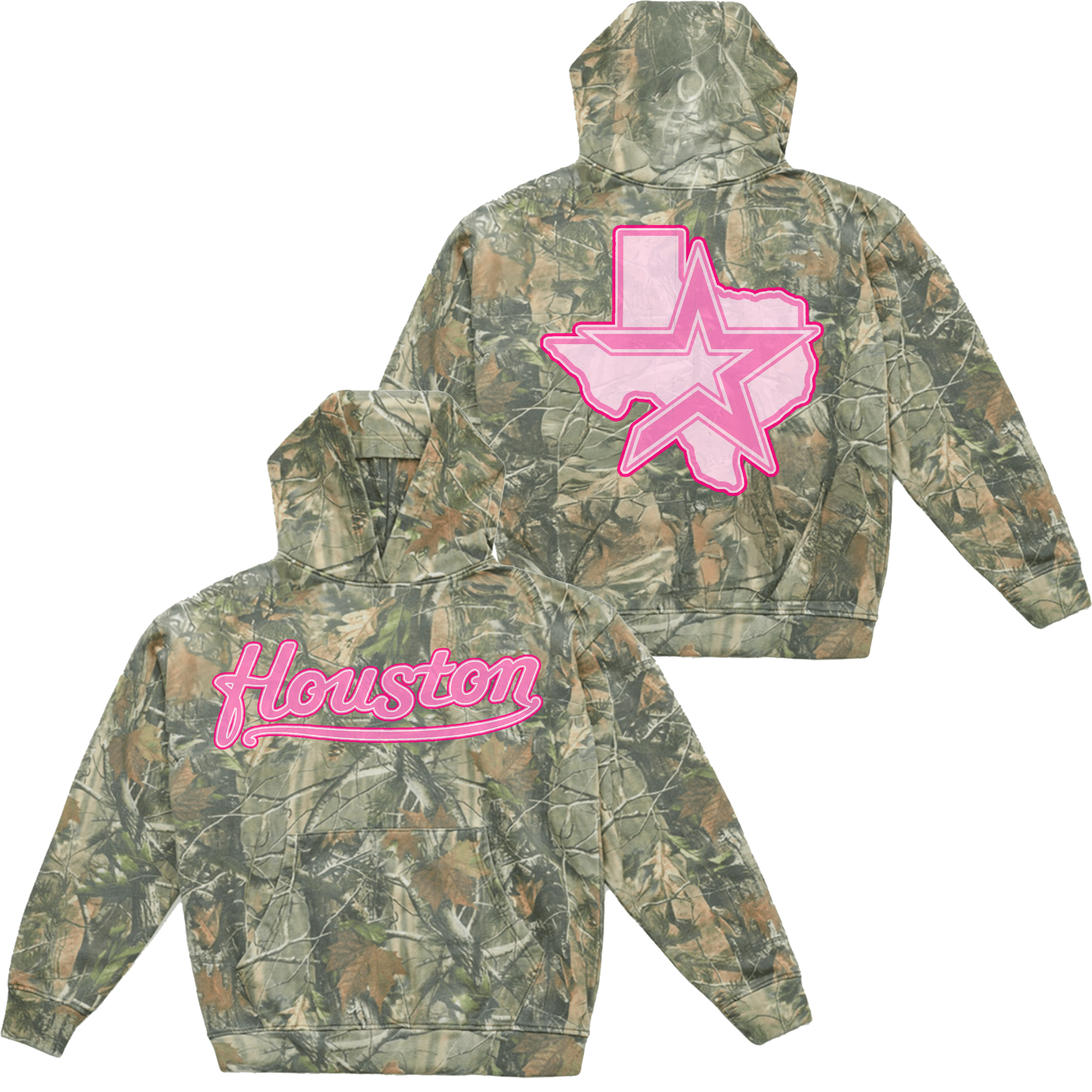 PINK HOUSTON TREE CAMO HOODIE